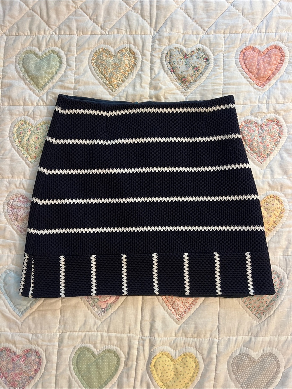 Karen Millen Navy and White Striped Mini Skirt US 8 Summer Fall Work Office Chic